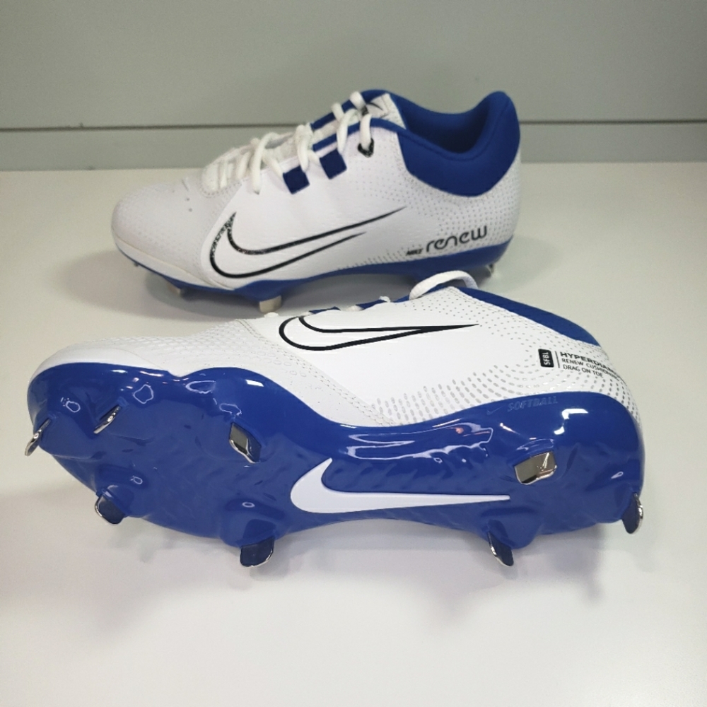 Nike Hyperdiamond 4 Pro White Blue Softball Baseball cleats Women's 7
